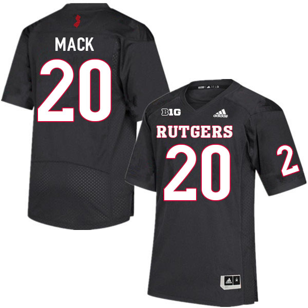 Men #20 Elijuwan Mack Rutgers Scarlet Knights College Football Jerseys Sale-Black
